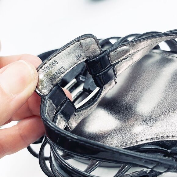 Calvin Klein Women’s Black Patent Leather Cut Out Window Wedge Size 8 - Picture 14 of 16